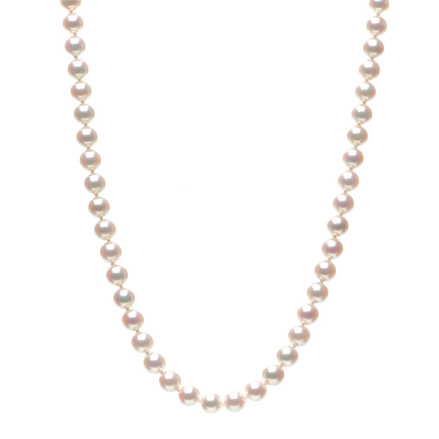 18K Yellow Gold Akoya Pearl 6-6.5mm Strand Necklace 16"
