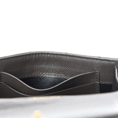 Saint Laurent Grain De Poudre Matelasse Chevron Small Monogram Envelope Wallet Pebble 7 of 8