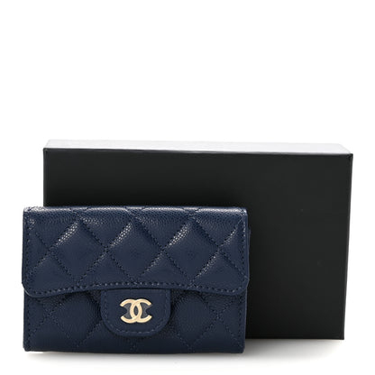 Chanel Caviar Quilted Flap Card Holder Wallet Navy Blue 9 of 9
