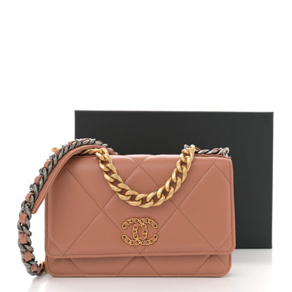 Chanel Lambskin Quilted Chanel 19 Wallet On Chain WOC Brown 12 of 12