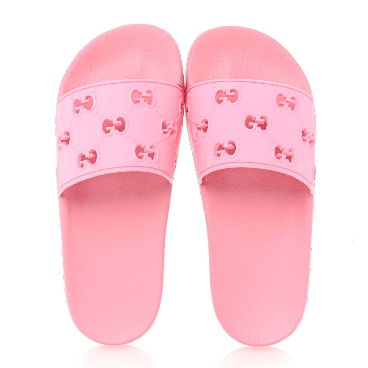Rubber GG Monogram Perforated Womens Slide Sandals 36 Rose Box