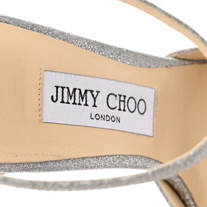 Jimmy Choo Dusty Glitter Strap Sandals 40 Platinum Ice 6 of 7