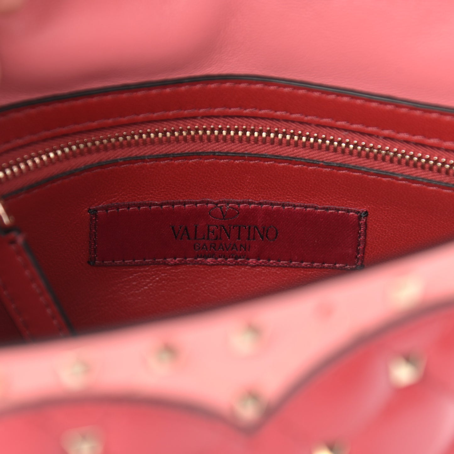 Nappa Quilted Heart Medium Rockstud Spike Shoulder Bag Paradise Rose Red