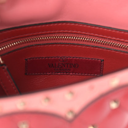 Valentino Garavani Nappa Quilted Heart Medium Rockstud Spike Shoulder Bag Paradise Rose Red 8 of 9
