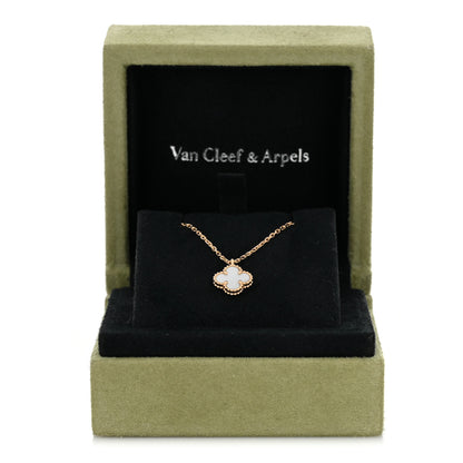 Van Cleef & Arpels 18K Yellow Gold Mother of Pearl Sweet Alhambra Pendant Necklace 5 of 5
