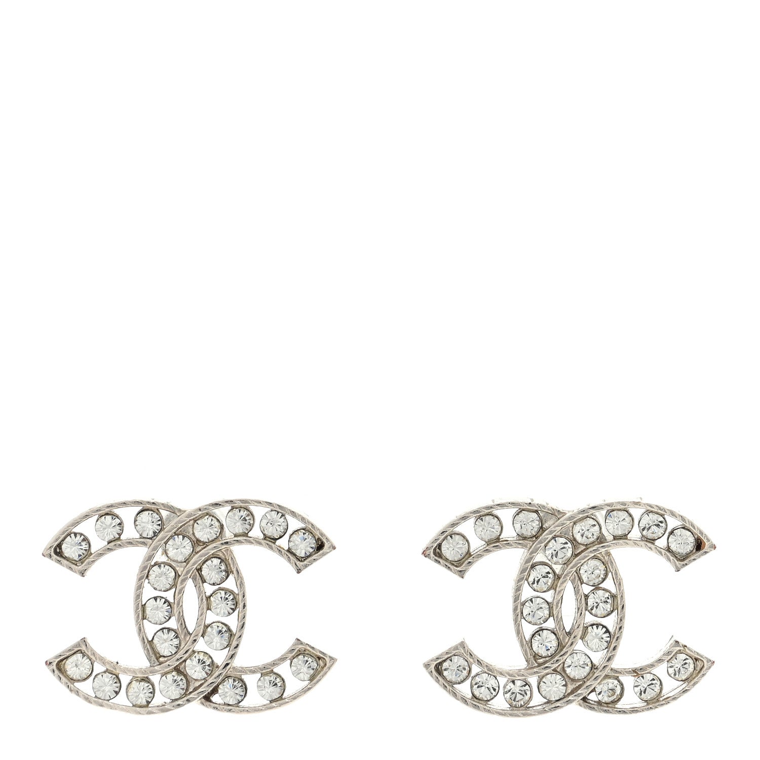 Chanel Crystal CC Earrings Silver 1 of 4