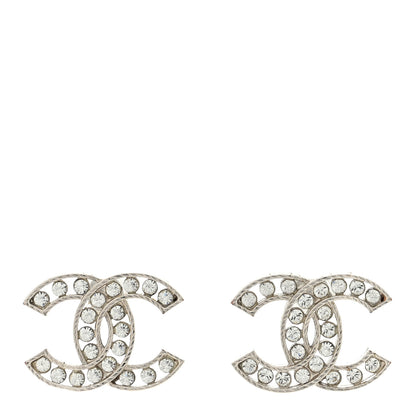 Chanel Crystal CC Earrings Silver 1 of 4