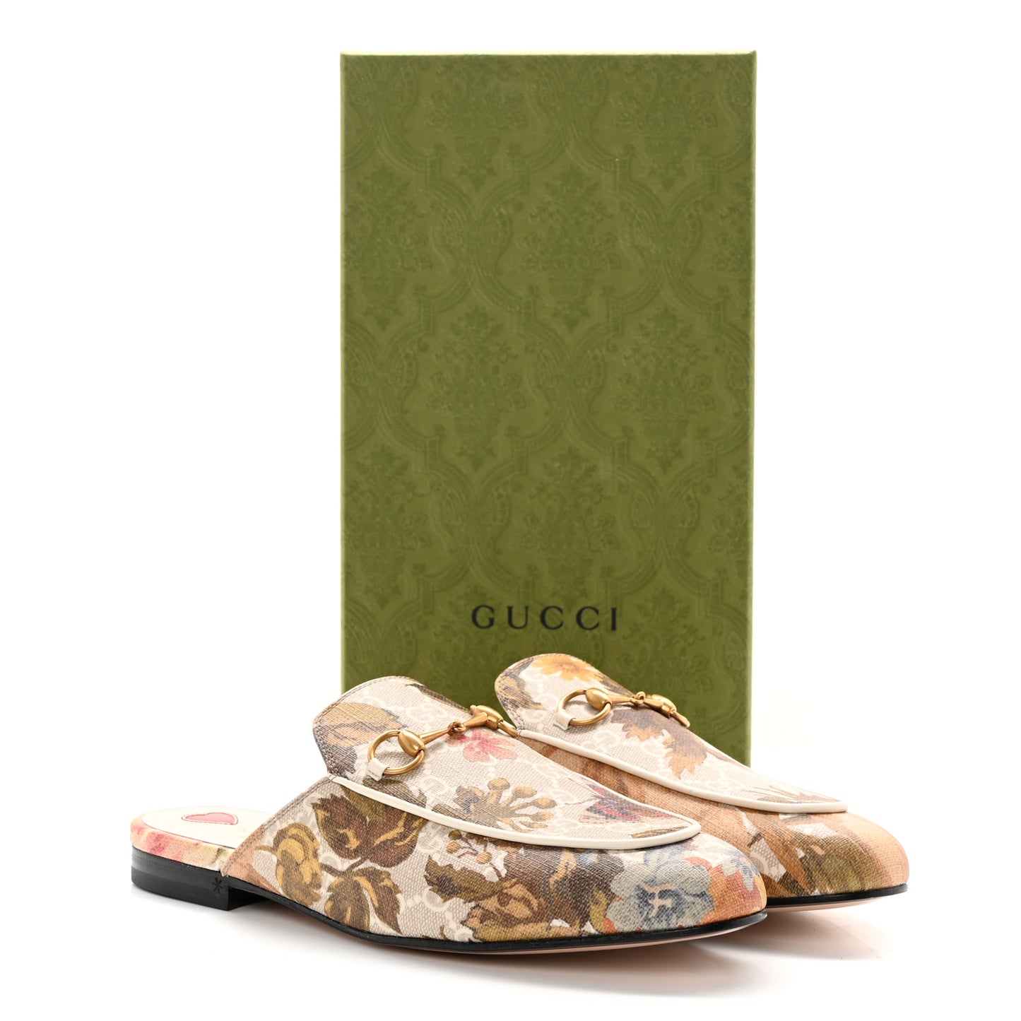 GG Supreme Monogram Malaga Kid Water Flora Womens Princetown Slippers 39 Beige White Multicolor Mystic White
