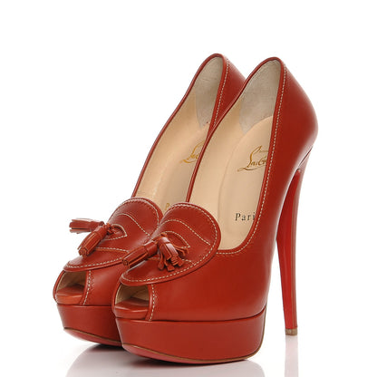 Christian Louboutin Nappa Alta Campus 150 Peep Toe Platform Pumps 39 Red 3 of 7