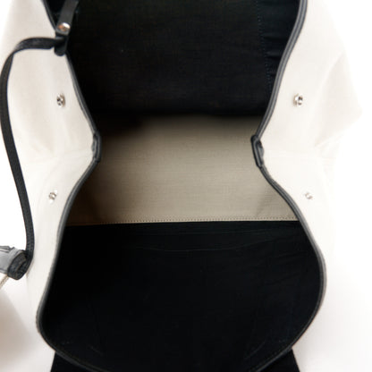 Balenciaga Cotton Canvas Satin Calfskin M Navy Cabas Natural Black 6 of 12