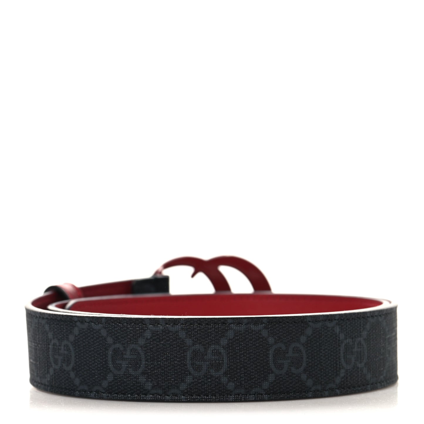 GG Supreme Enamel Double G 30mm Belt 80 32 Black New Cherry Red