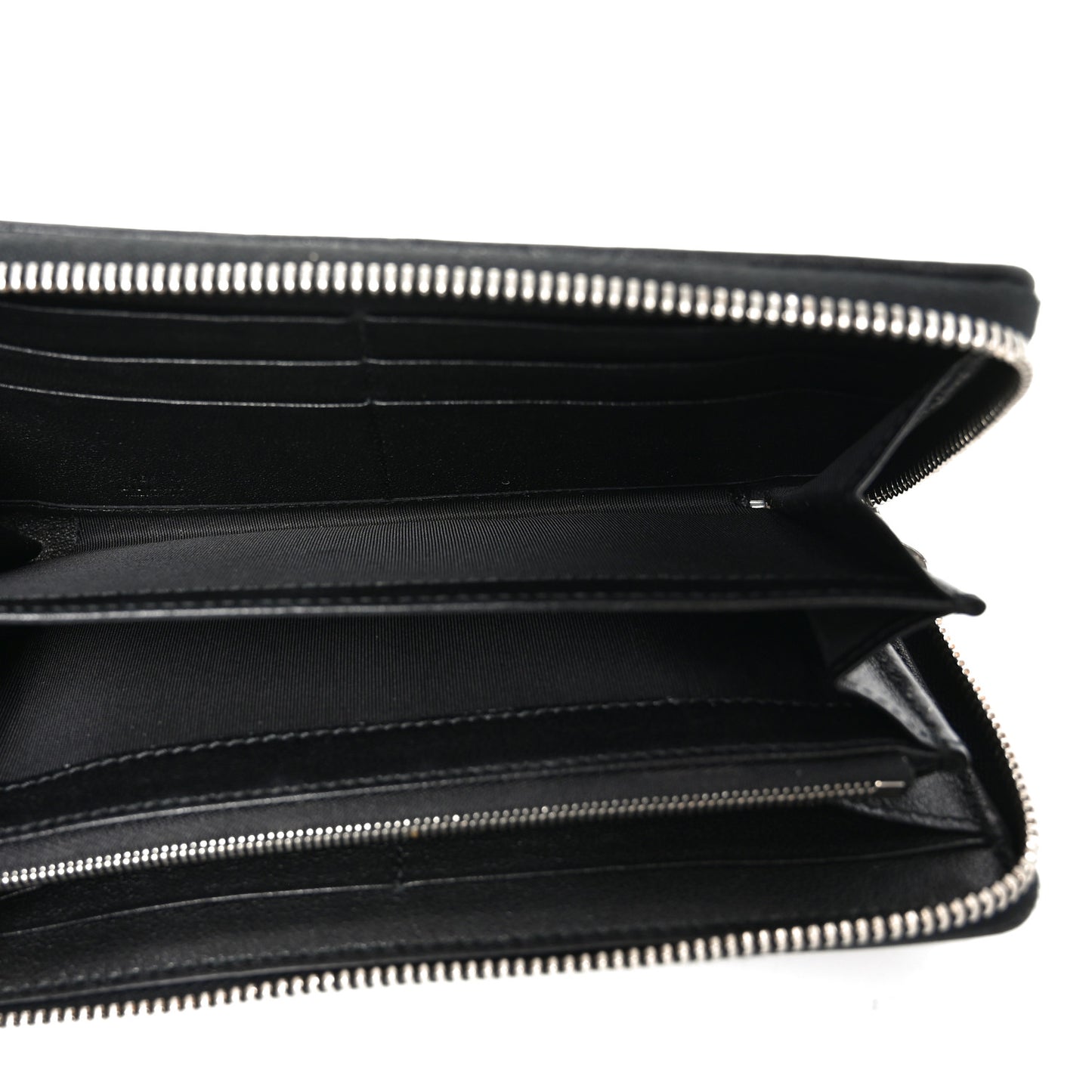 Sakai Be Green Calfskin Diagonal Stitched Blondie Zip Around Wallet Black
