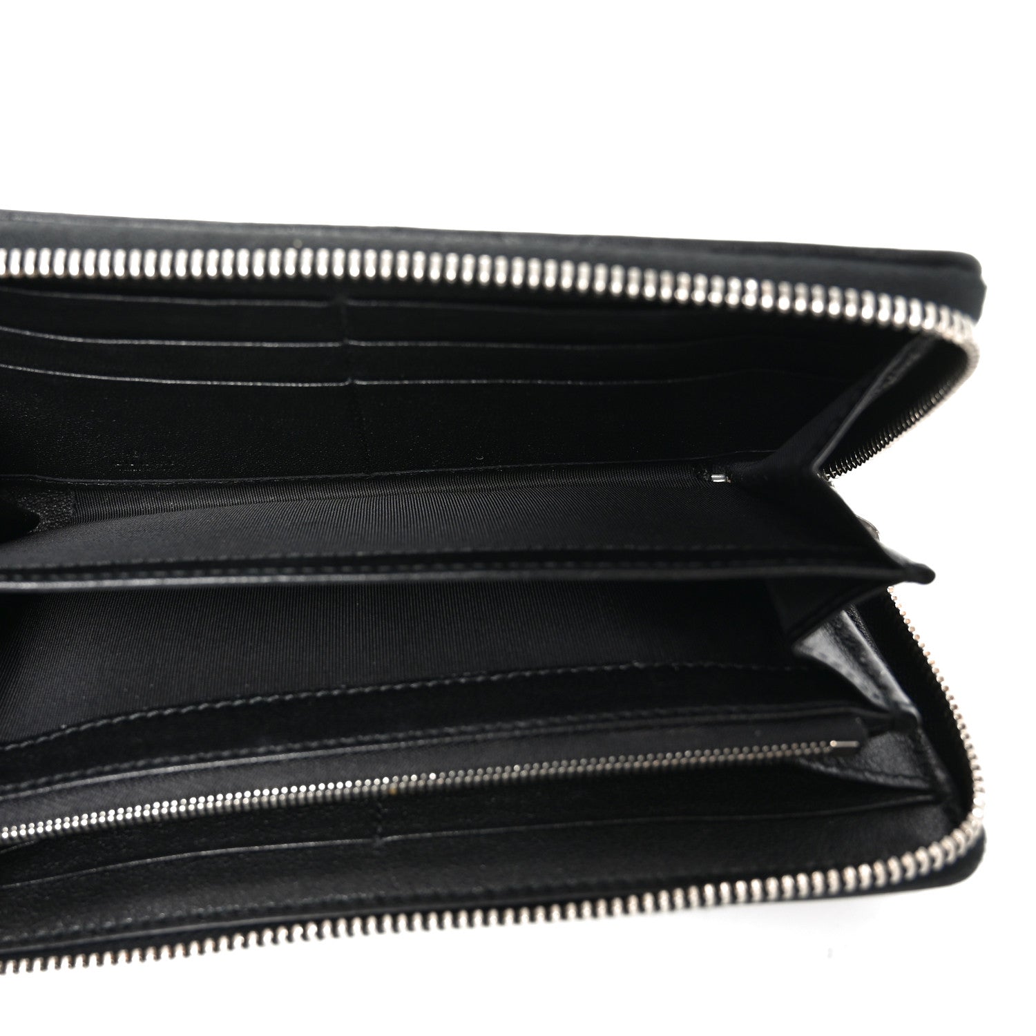 Gucci Sakai Be Green Calfskin Diagonal Stitched Blondie Zip Around Wallet Black 5 of 7