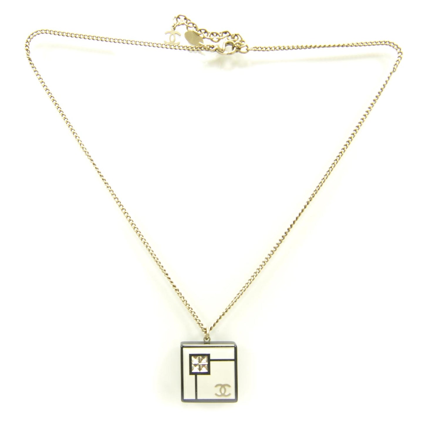 Resin Crystal Geometric Square Necklace Black