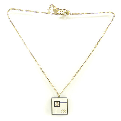 Chanel Resin Crystal Geometric Square Necklace Black 1 of 5