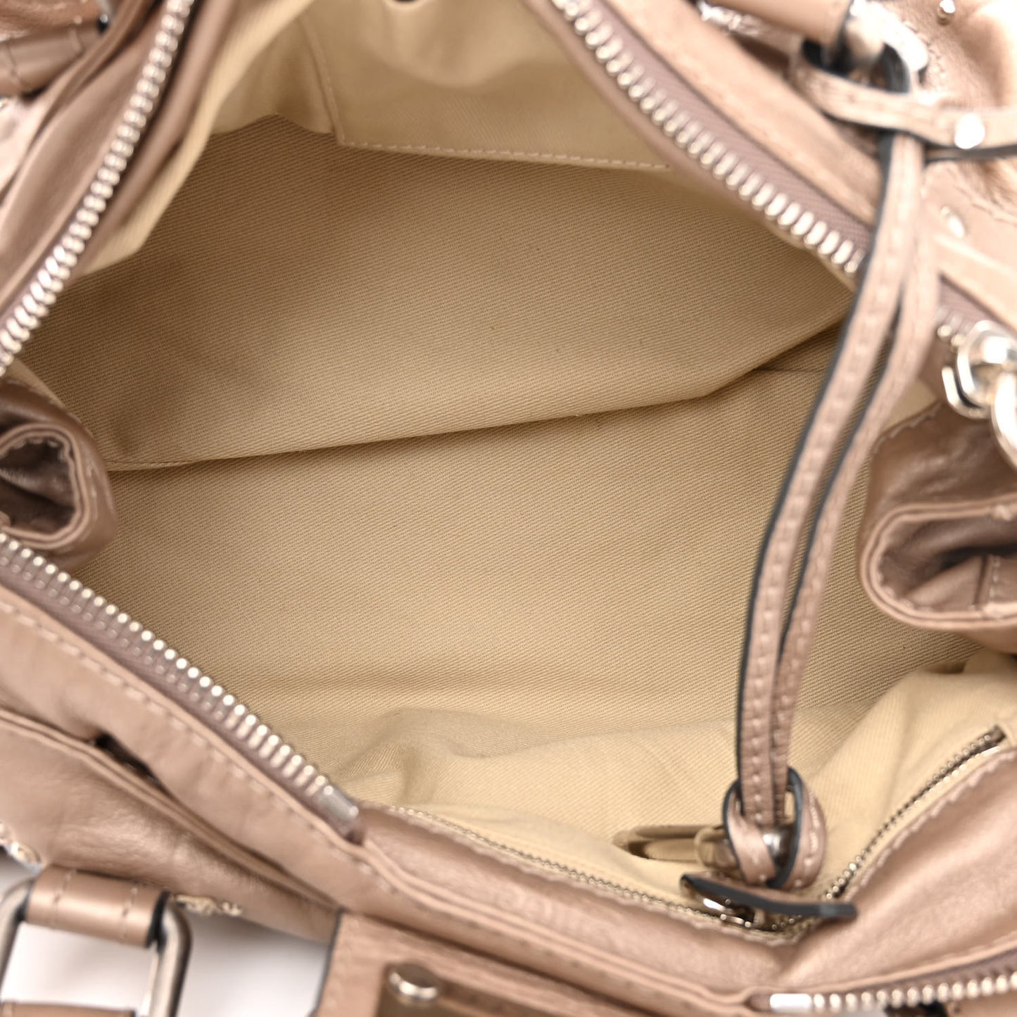 Metallic Calfskin Medium Paddington Satchel Argent