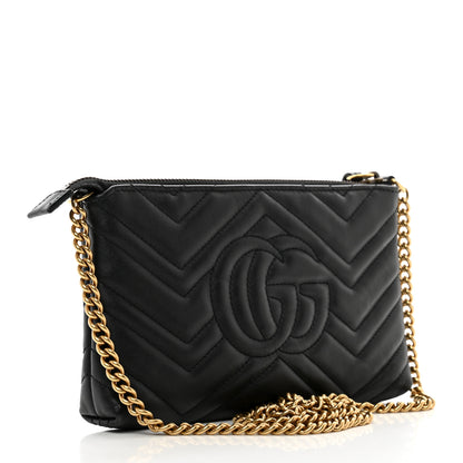 Gucci Calfskin Matelasse Mini GG Marmont Chain Bag Black 3 of 11