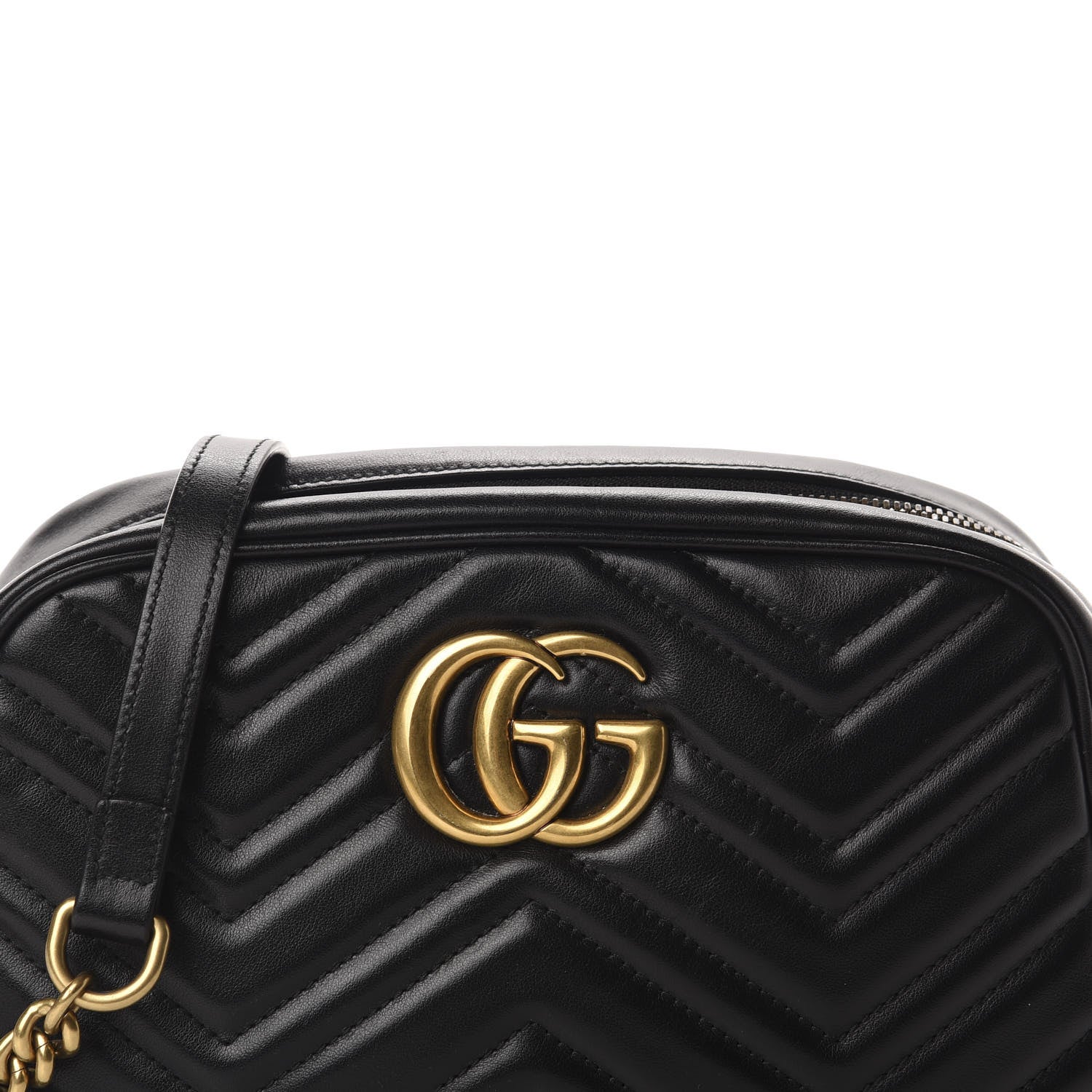 Gucci Calfskin Matelasse Small GG Marmont Chain Shoulder Bag Black 14 of 14