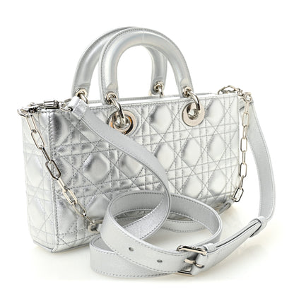 Christian Dior Iridescent Metallic  Lambskin Cannage Medium Lady D-Joy Silver 3 of 10