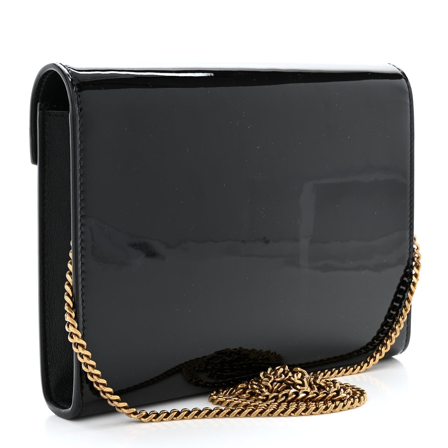 Patent Monogram Cassandra Chain Wallet Black