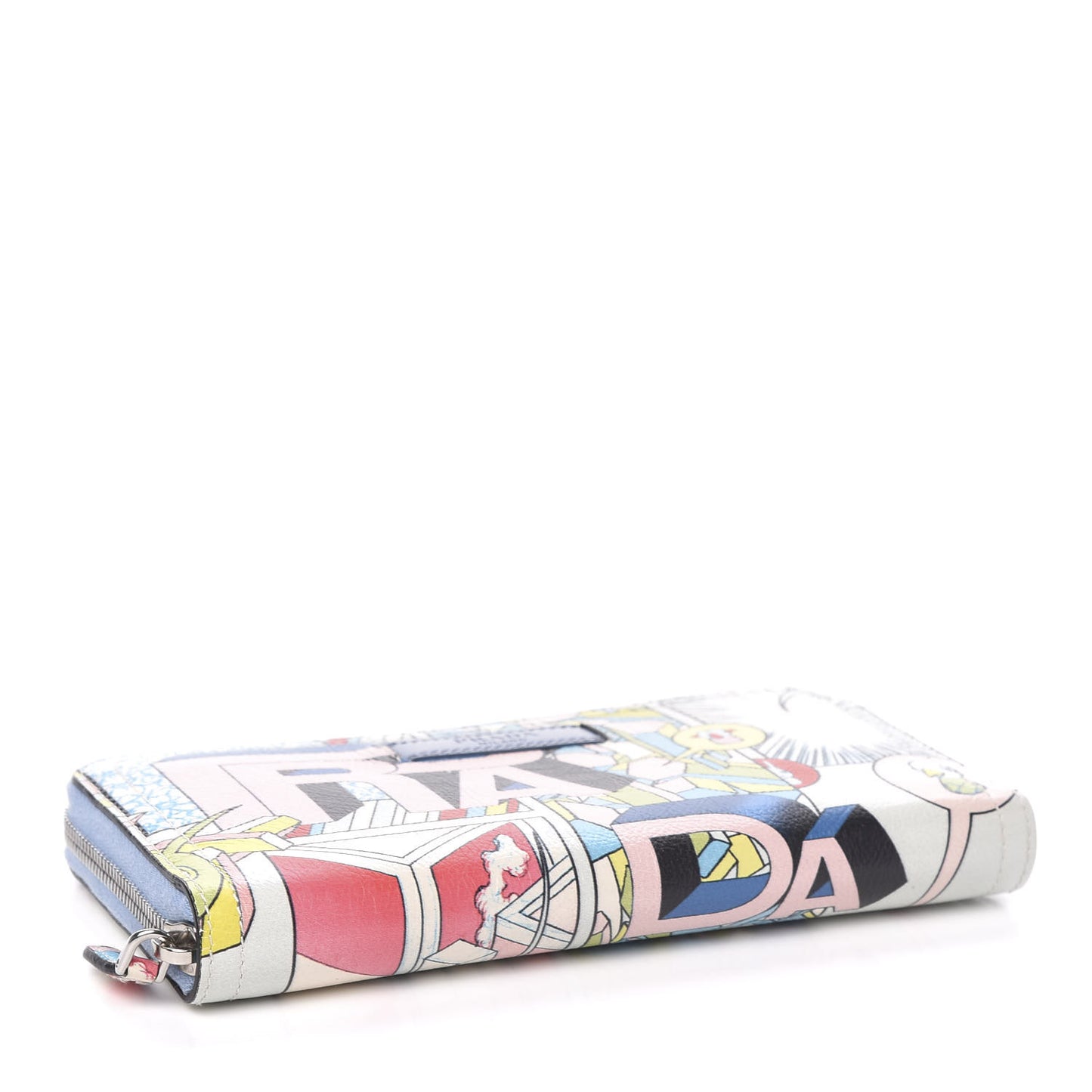 X JAMES JEAN Glace Calf Comic Print Zip Around Wallet Cielo Astral