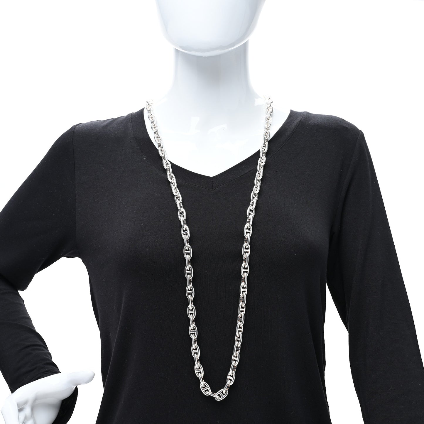 Sterling Silver Chaine d'Ancre Enchainee Long Necklace