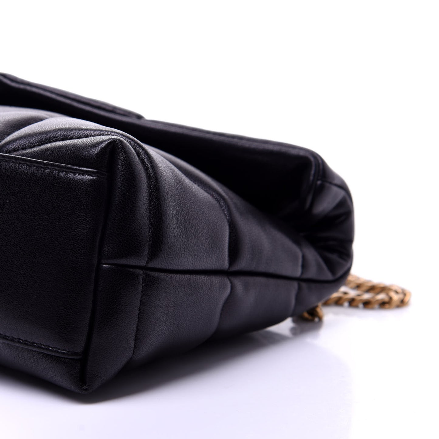 Lambskin Quilted Toy Loulou Puffer Monogram Chain Satchel Black
