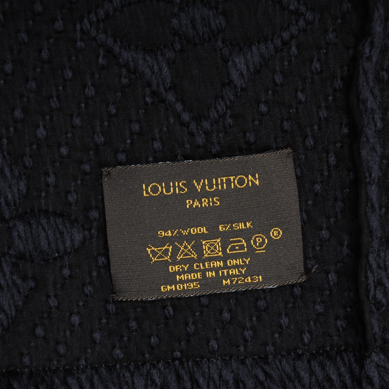 Louis Vuitton Wool Silk Logomania Scarf Charcoal Grey 4 of 4