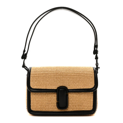 Marc Jacobs Calfskin Woven Straw J Marc Shoulder Bag Beige 1 of 9