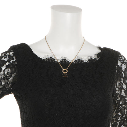 Chanel Textured Ring Enamel CC Necklace Black 2 of 6