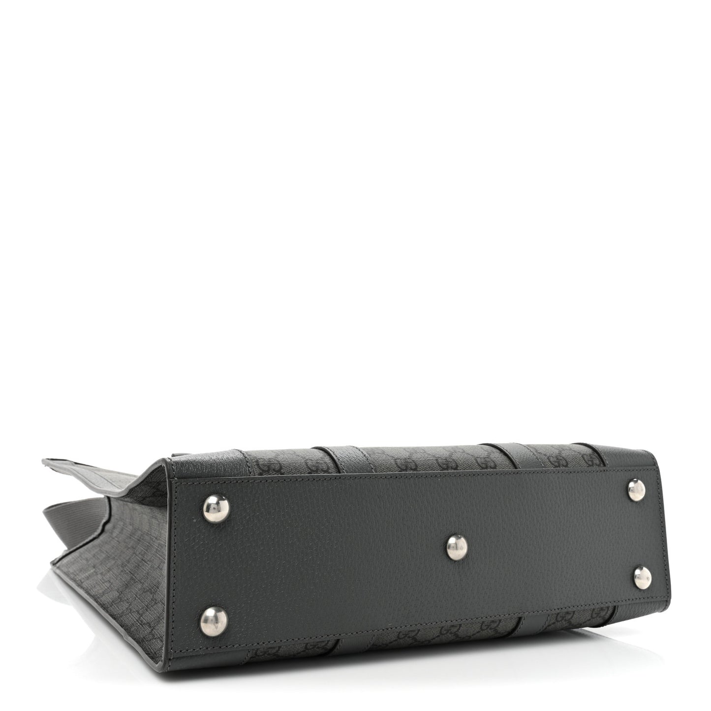 GG Supreme Monogram Textured Dollar Calfskin Medium Ophidia Tote Grey Black Graphite Grey