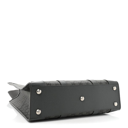 Gucci GG Supreme Monogram Textured Dollar Calfskin Medium Ophidia Tote Grey Black Graphite Grey 4 of 15
