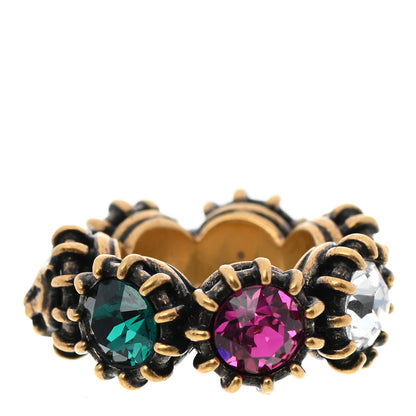 Gucci Tigerhead Crystal Ring 10 Aged Gold Multicolor 1 of 7