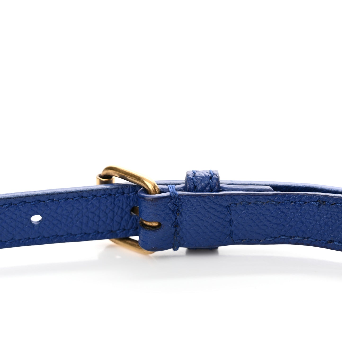 Signature Grained Calfskin Logo XXS Ville Top Handle Bag Bleu Roi White