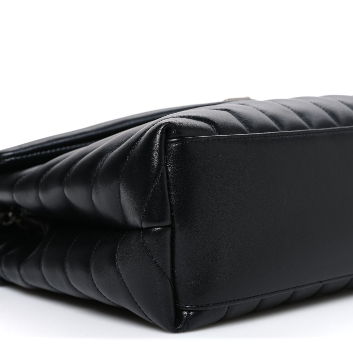 Calfskin Y Quilted Monogram Medium Loulou Chain Satchel Black