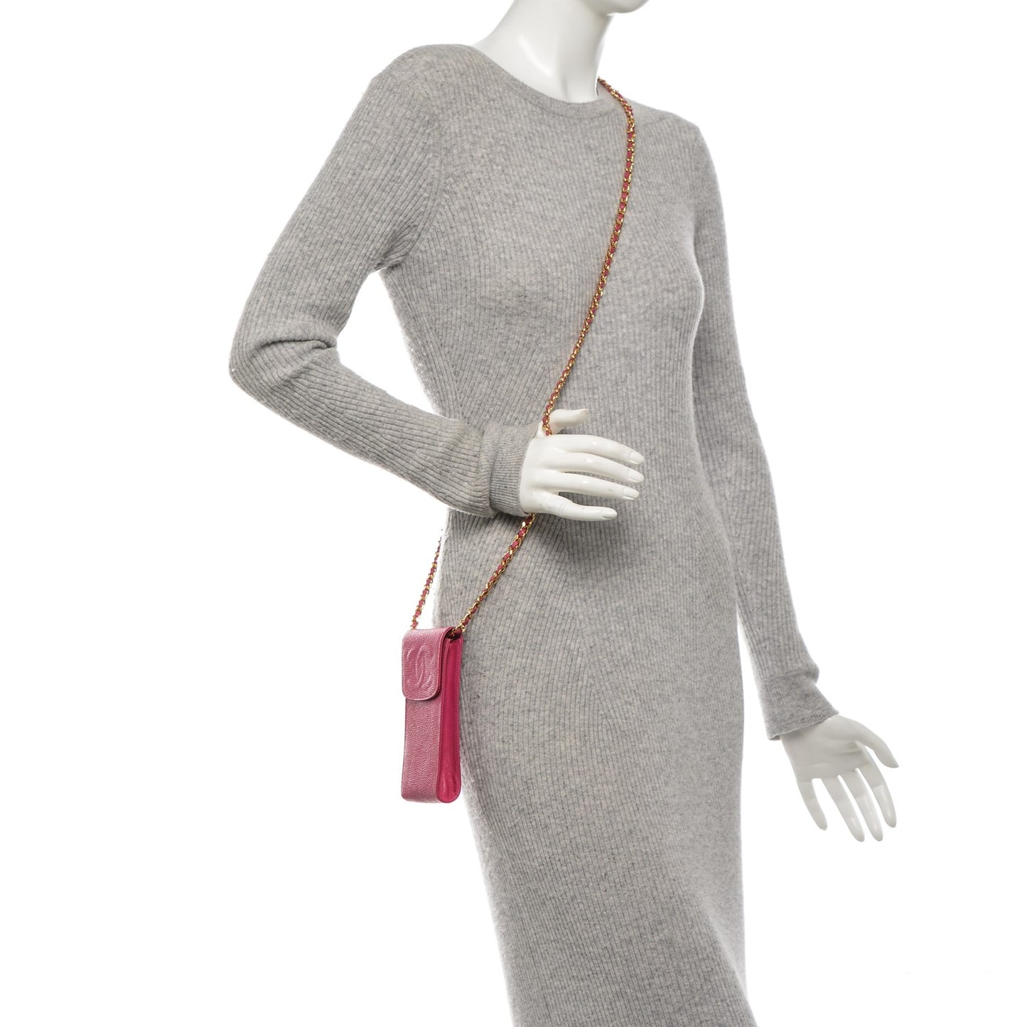 Caviar Cell Phone Crossbody Bag Pink