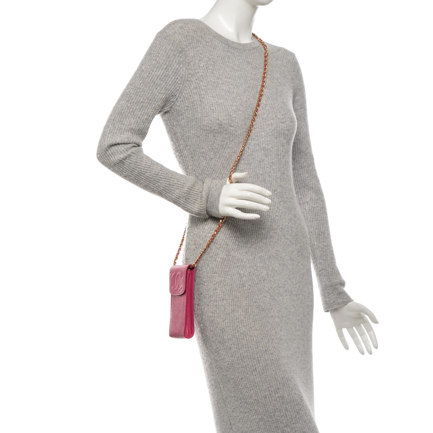 Chanel Caviar Cell Phone Crossbody Bag Pink 2 of 9