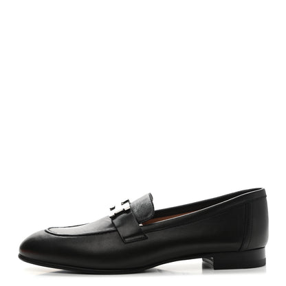 Hermes Goatskin Womens Paris Loafers 38.5 Black 1 of 9