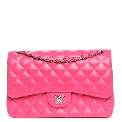 Chanel Lambskin Quilted Jumbo Double Flap Dark Pink 1 of 8