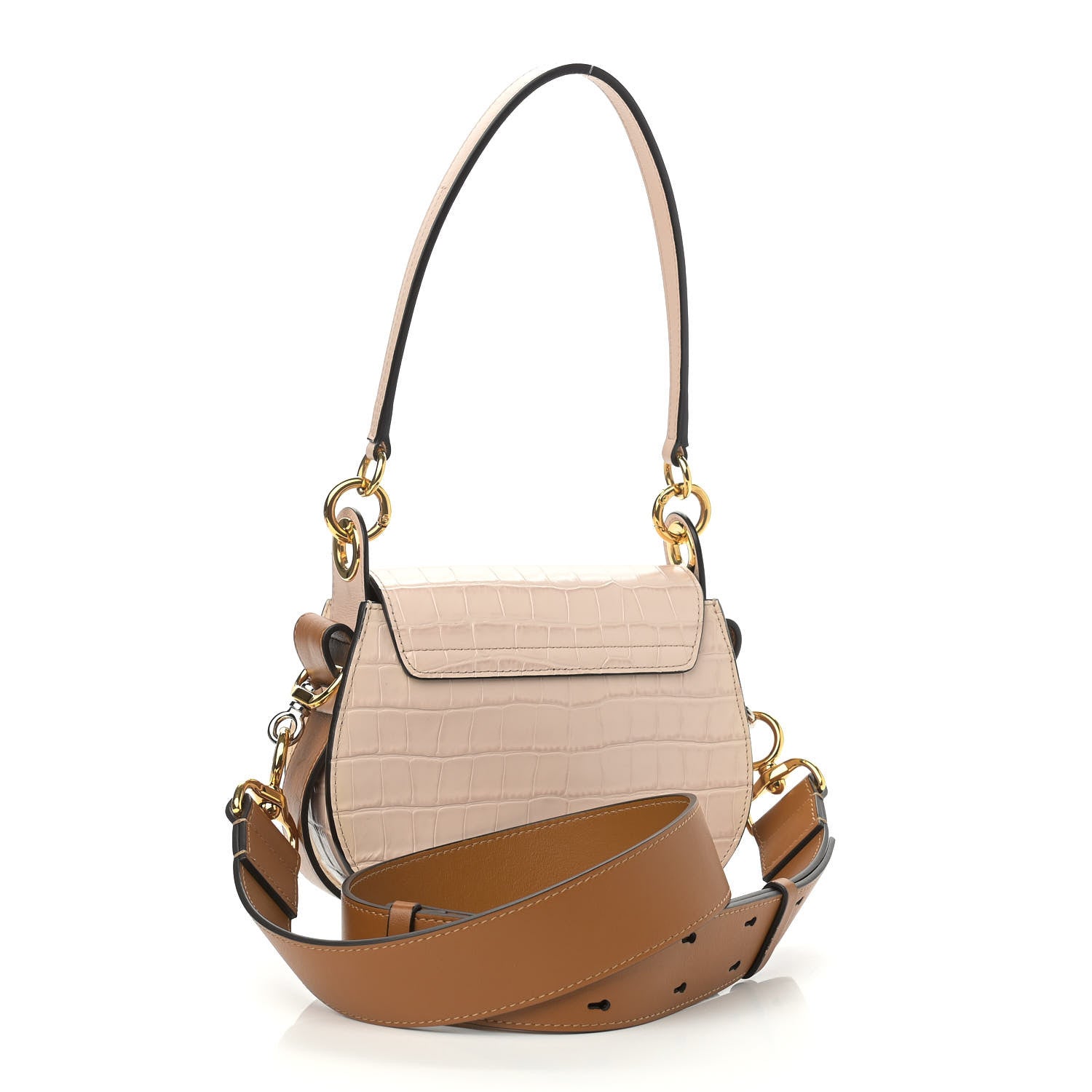 Chloe Calfskin Crocodile Embossed Small Tess Bag Cement Pink 3 of 11