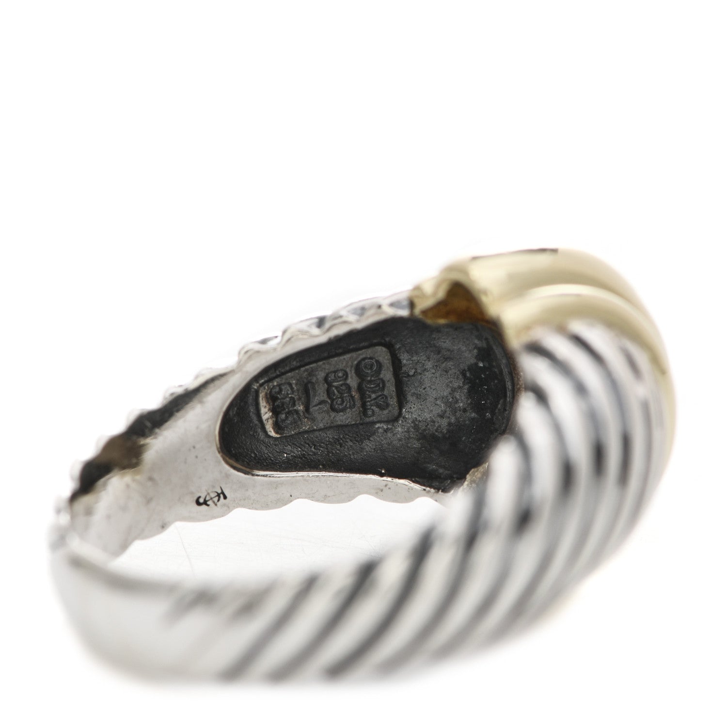 David Yurman Sterling Silver 14K Yellow Gold Cable Station Ring 57 8 5 of 6