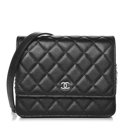 Chanel Caviar Quilted Square Wallet On Chain WOC Black 1 of 17