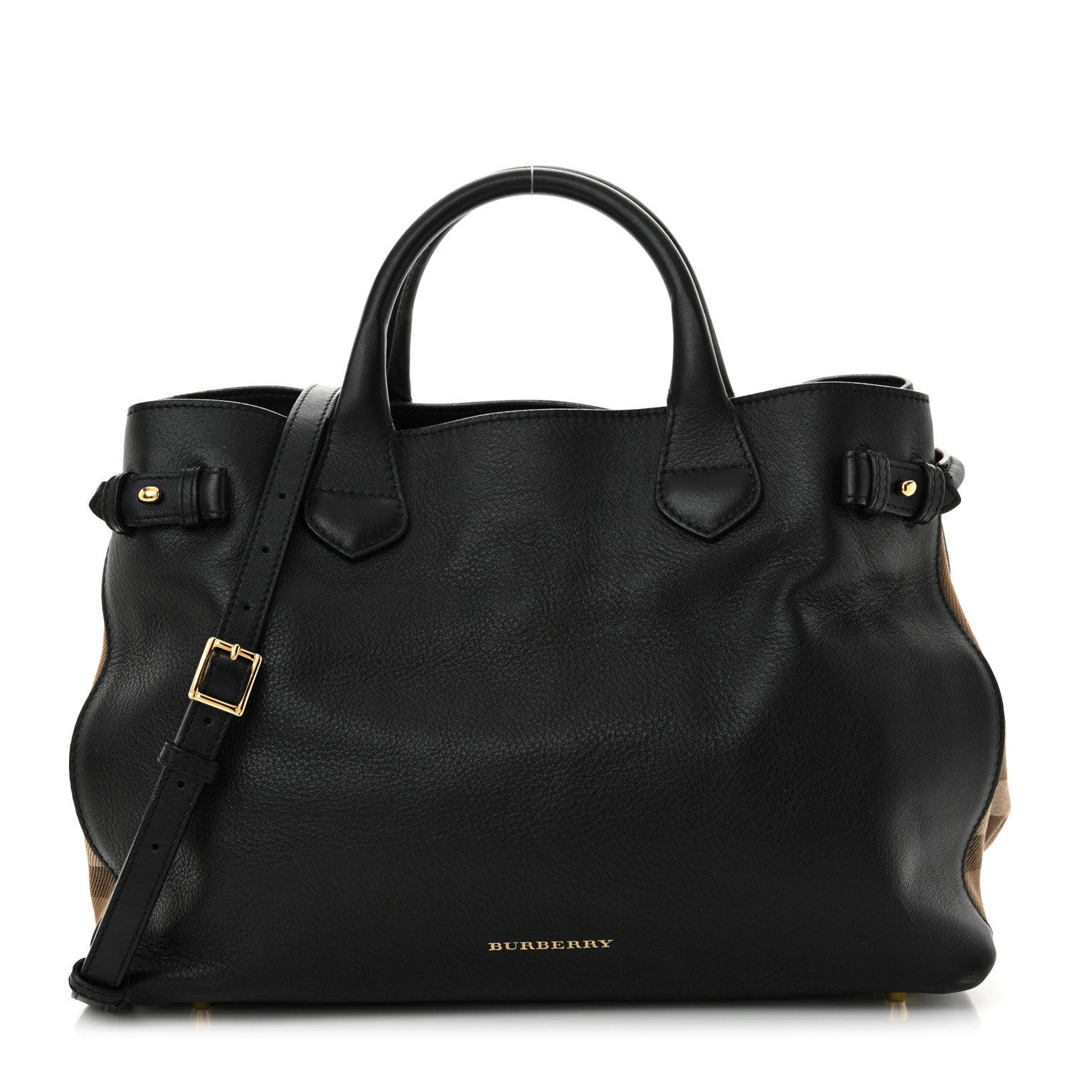 Burberry Smooth Calfskin Medium Sartorial Banner Tote Black 1 of 13