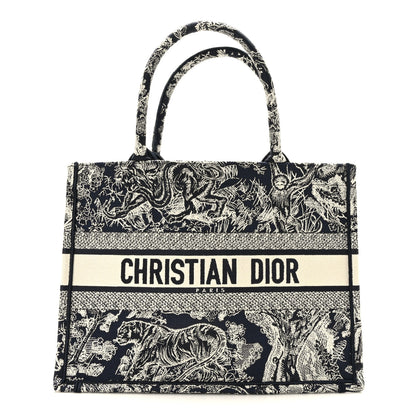 Christian Dior Canvas Embroidered Medium Toile De Jouy Reverse Book Tote Blue 1 of 9
