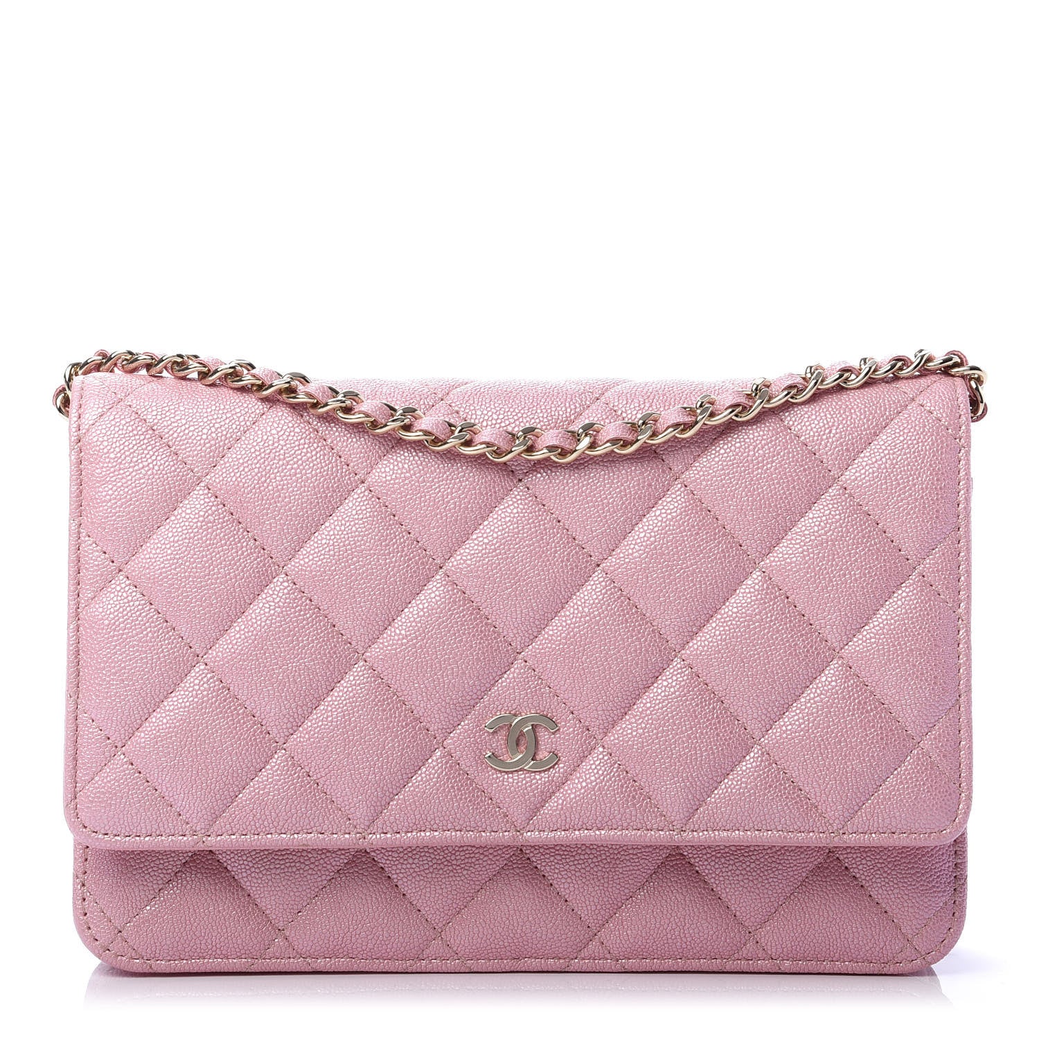 Chanel Iridescent Caviar Quilted Wallet on Chain WOC Rose Pink 1 of 11