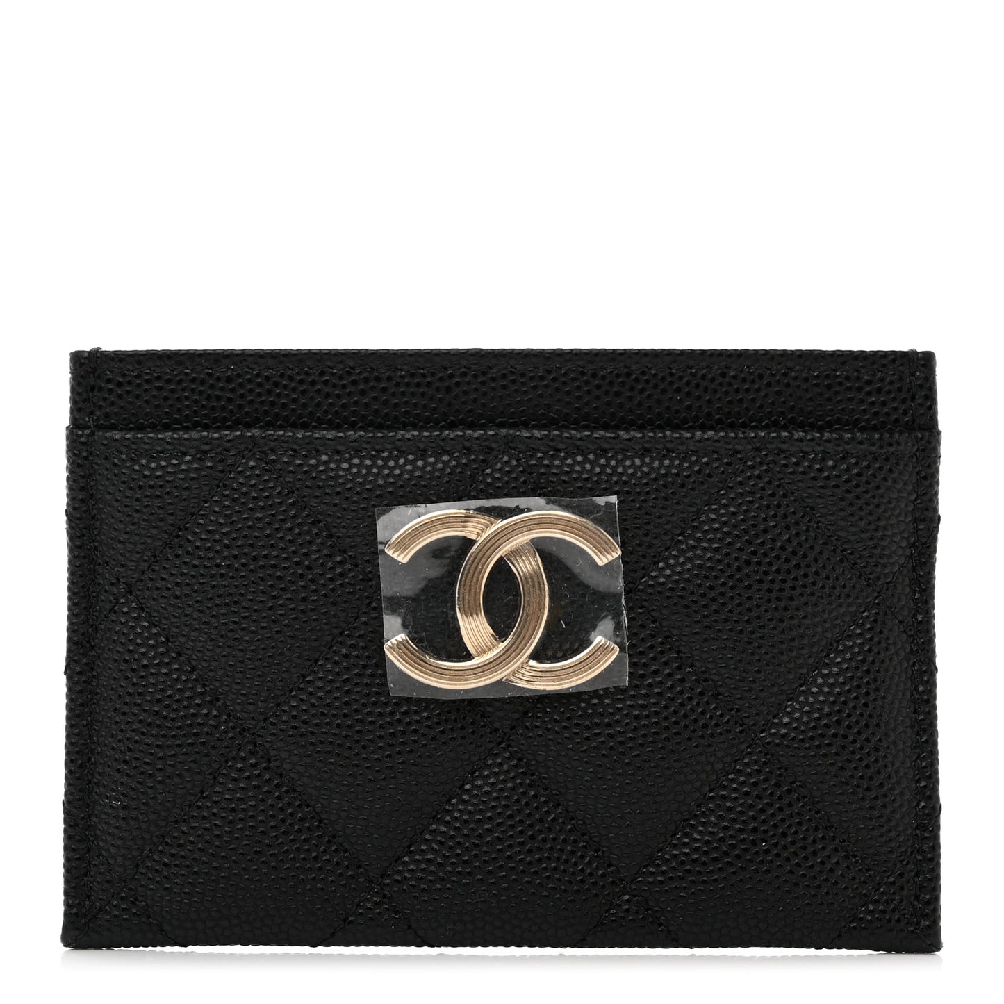 Caviar Quilted Striated Card Holder Black