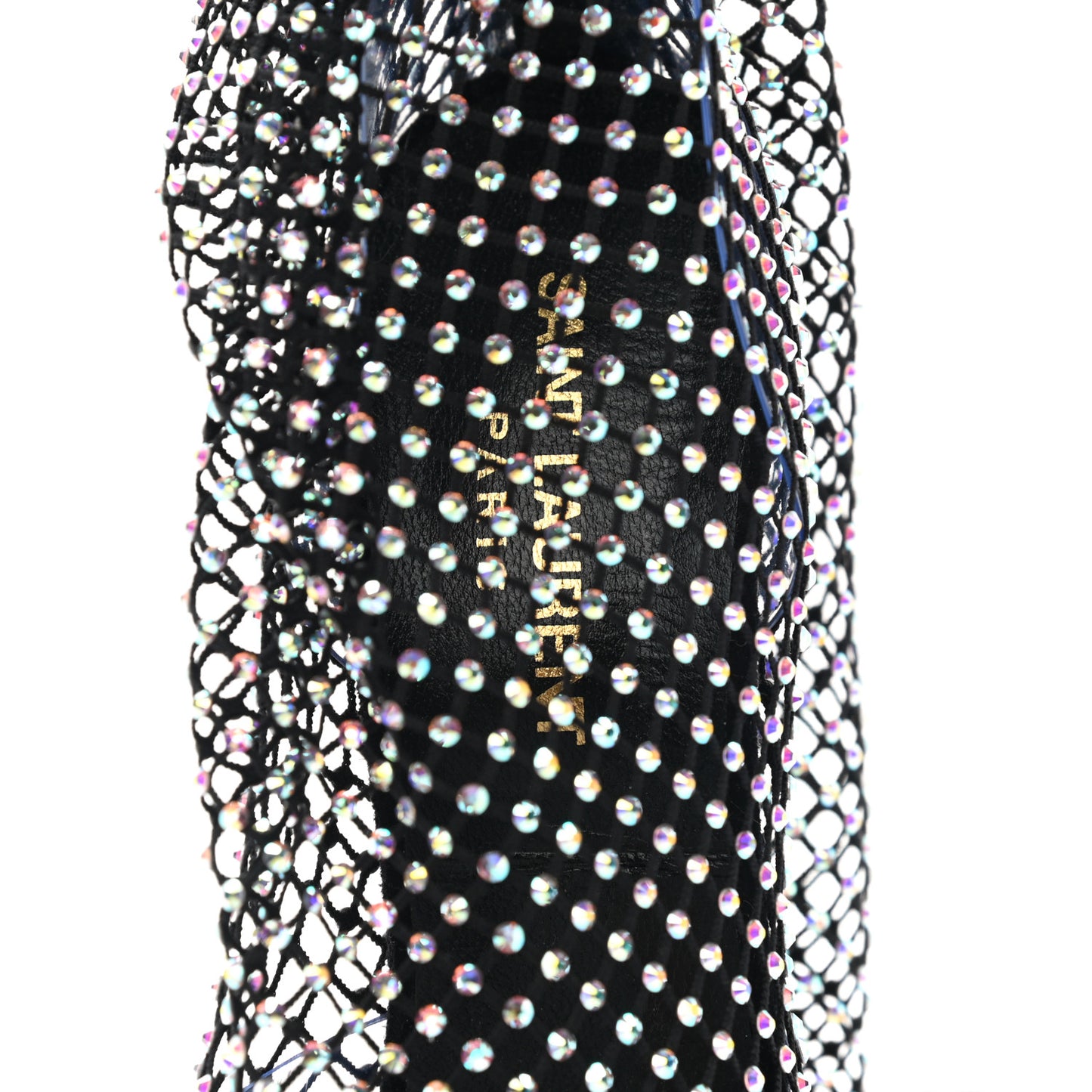 Mesh Crystal 68 Knee High Boots 37 Black