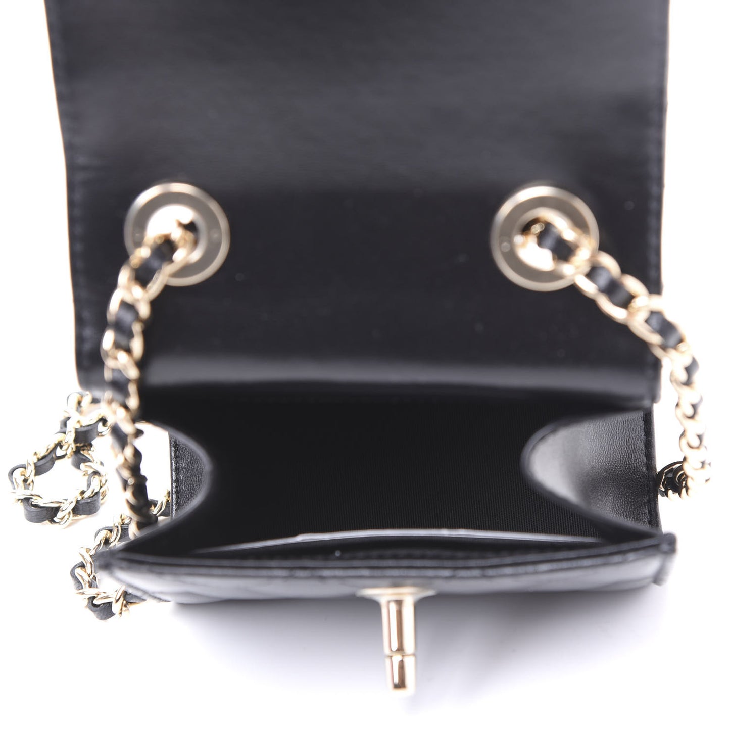 Lambskin Quilted Mini Trendy CC Chain Wallet Black