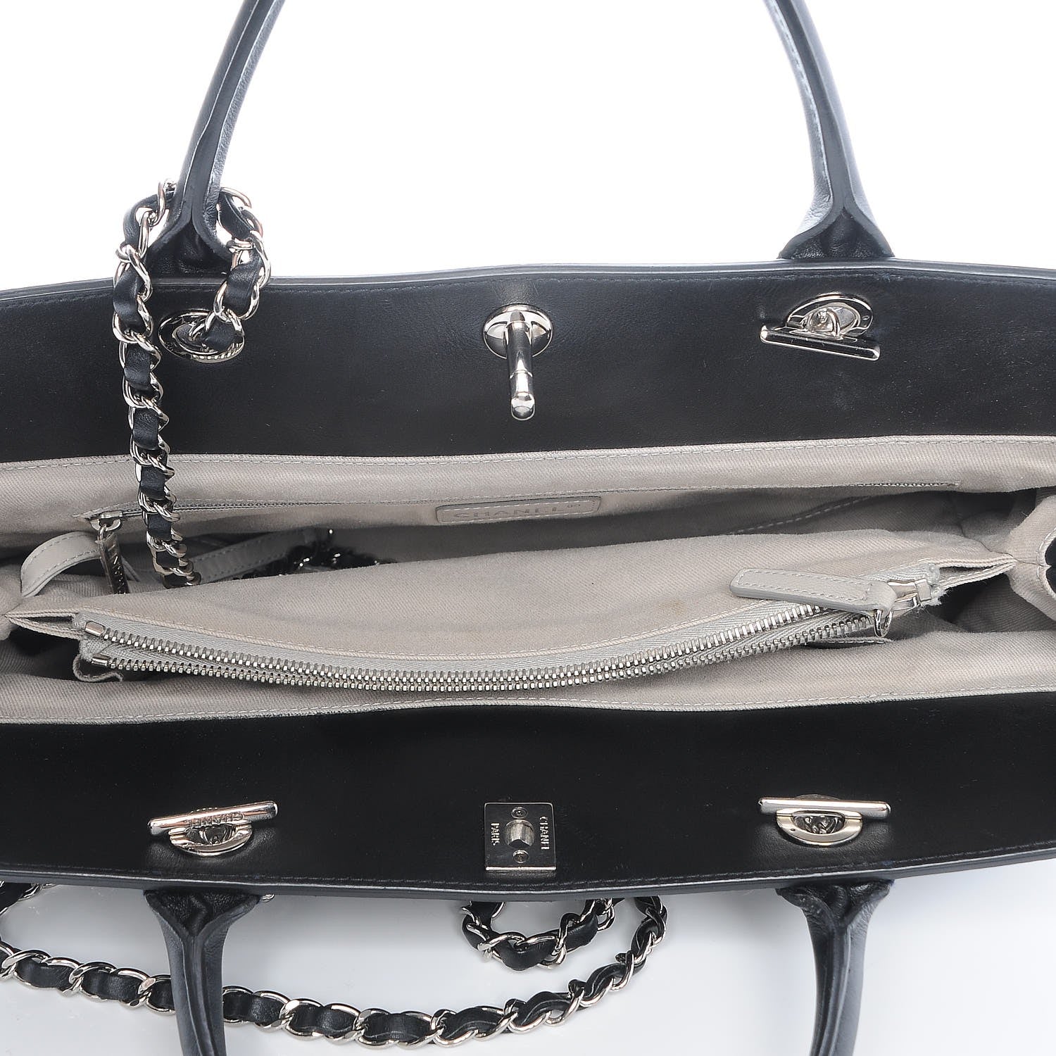 Chanel Aged Calfskin Quilted Be CC Tote Black 6 of 8