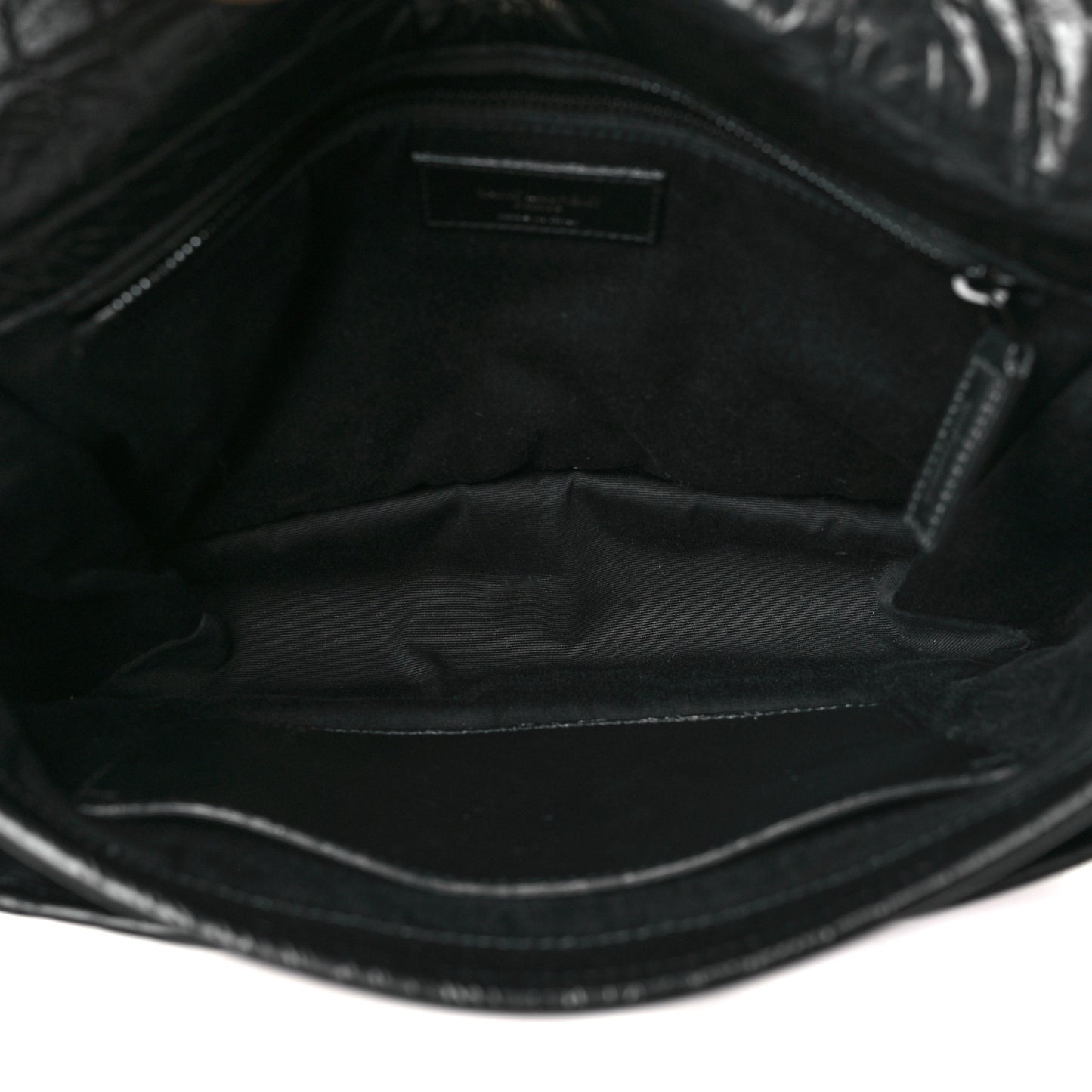 Crocodile Embossed Lambskin Monogram Medium Niki Chain Satchel Black